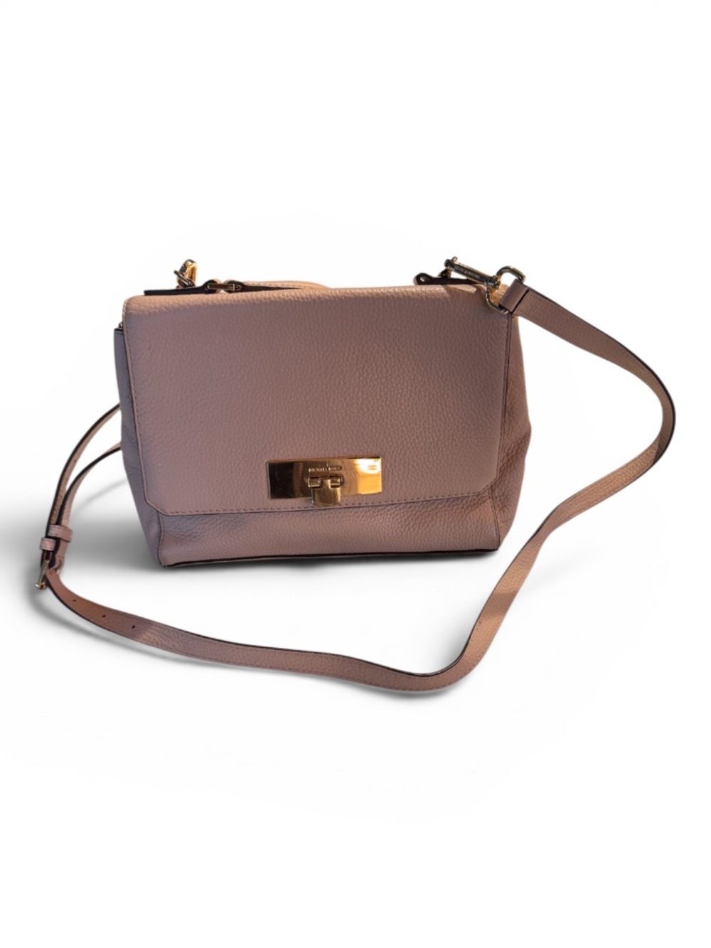 Michael Kors Blush Pebbled Leather Crossbody Bag Gold Hardware AS IS